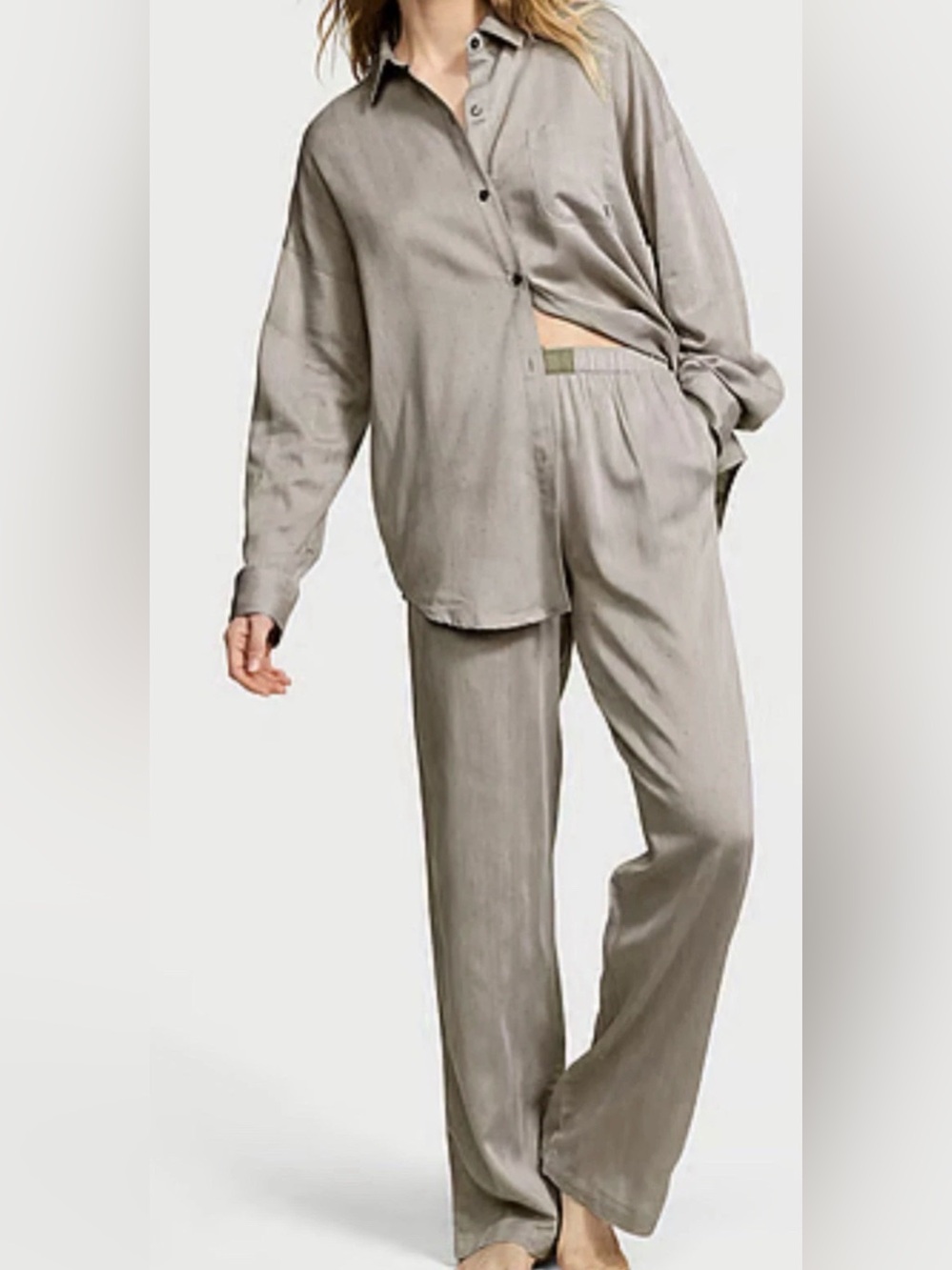 New V.S. Gray 2 Piece Long Sleeve Comfort Lounge Pajama Set Extra Large